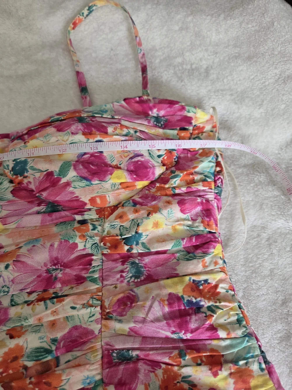 ZARA Floral Ruched Mini Dress - Picture 8 of 9